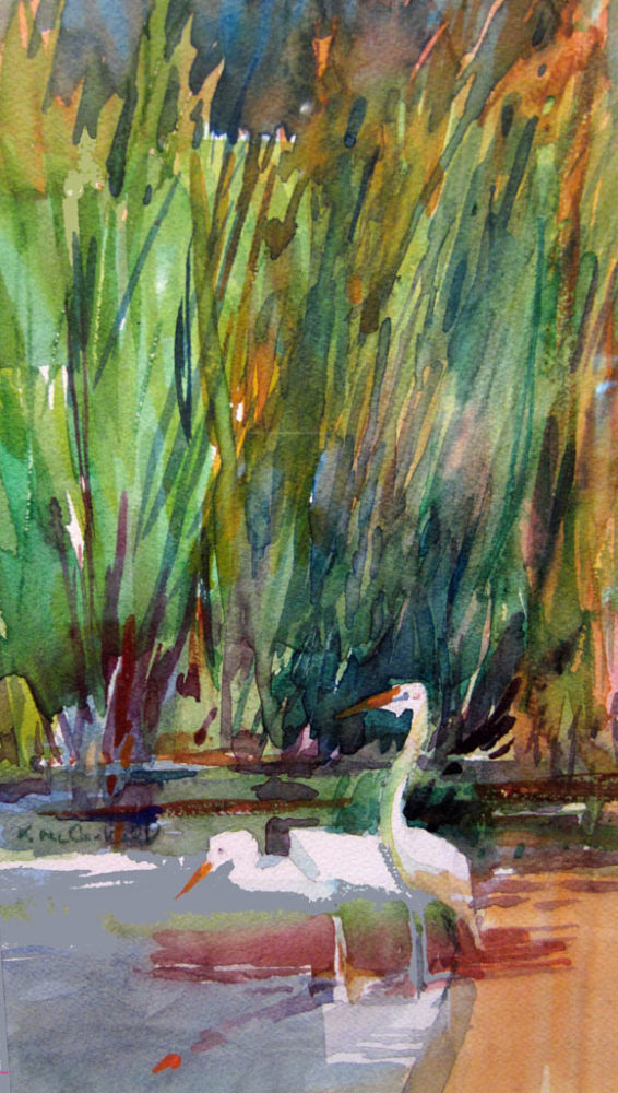 Lesley McCaskill | Egrets on the Shore| 14x19 | $275