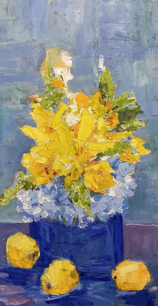 Marybeth Paterson | Yellow Lemons and Flowers Oil 12x24 $495