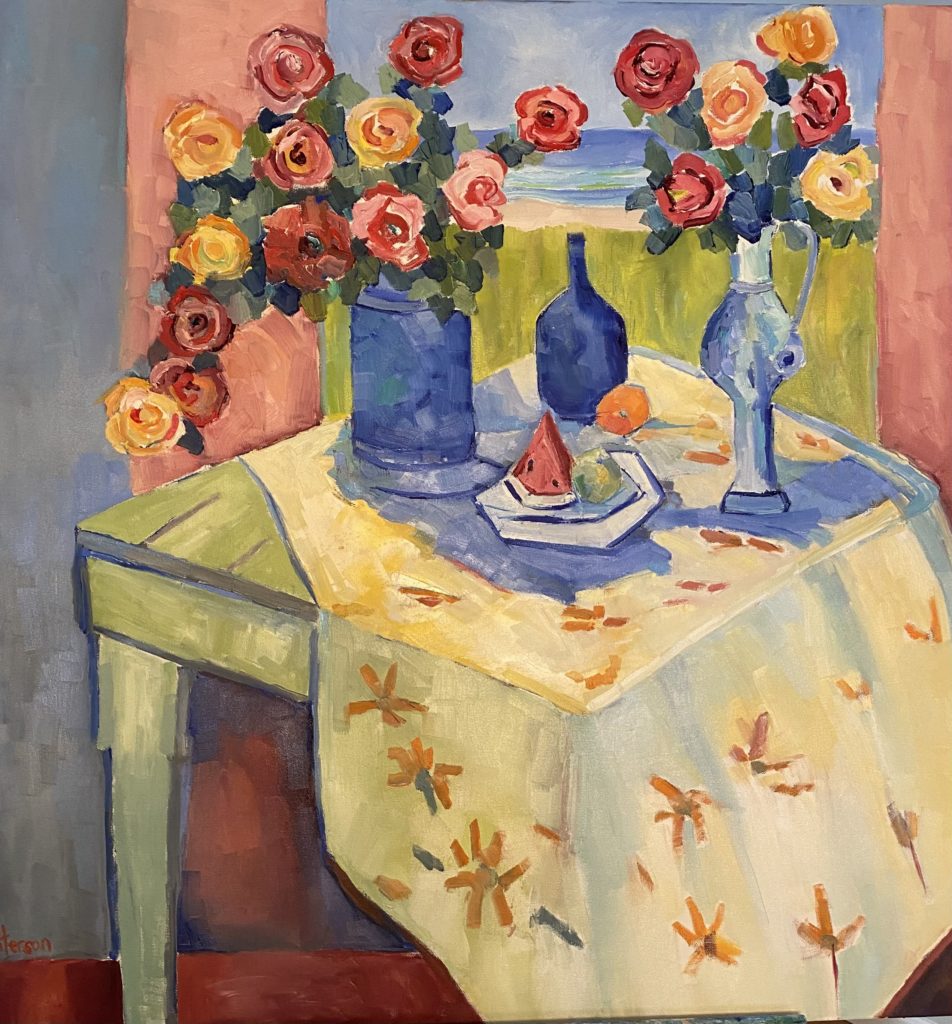 Marybeth Paterson | Roses by the Shore | 36x36 | Sold