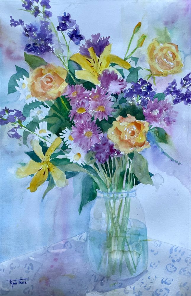 Rina Thaler | Fresh Flowers | Watercolor | 22x27 | $750