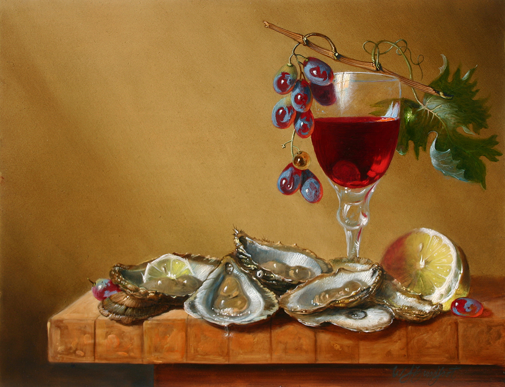 W. Scott Broadfoot | Oysters and Wine | Oil | 11x14 | $900