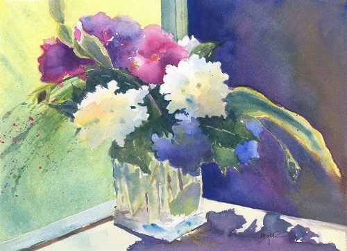 Cindy L. Beyer | Flowers by the Window | Watercolor | 18 x 24 | $400
