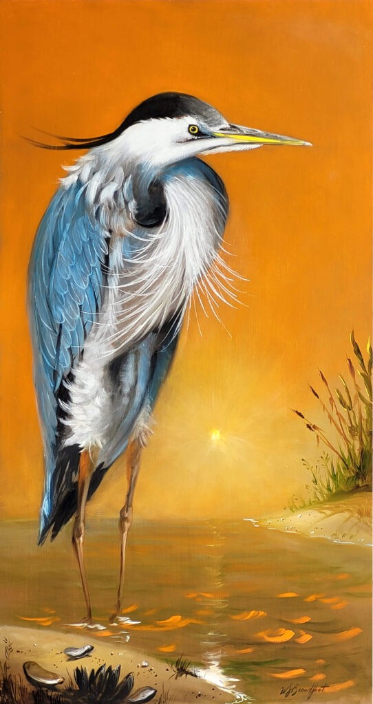 W. Scott Broadfoot | Heron Watch | Oil | 18 x 35 | Sold