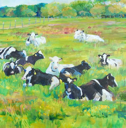 Lesley McCaskill | Cows Sitting Pretty | Acrylic | Sold