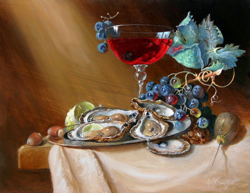 W. Scott Broadfoot | Oysters and Wine | Oil | 17.5x20.5 | $1500